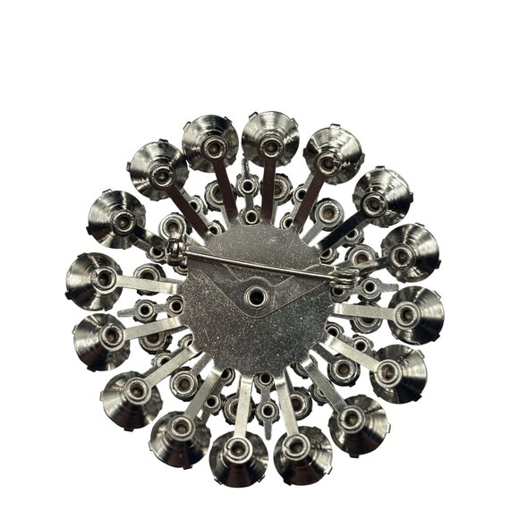 Vintage Estate Rhinestone Starburst Brooch Pin Silver-Tone Clear Crystal - Picture 5 of 9